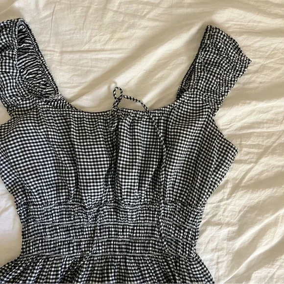 Gap Gingham Tie-Front Smocked Waist Mini Dress - Picture 2 of 3
